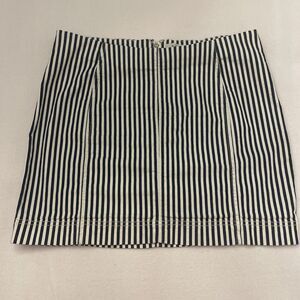 Jolt Navy White Striped Twill Cotton Short Skirt Juniors 11/30W Zipper Accent